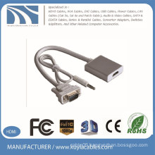 Kuyia Brand newest design VGA male TO HDMI Female converter cable with 3.5mm audio input